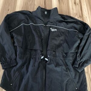 Reebok Men's Black And White Vintage 90’s Full Zipper Windbreaker Size Large